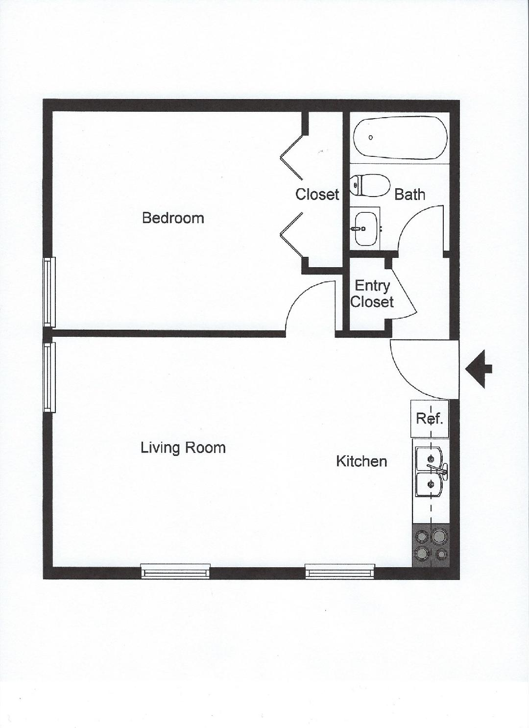 Forestview 1 Bedroom floor plan