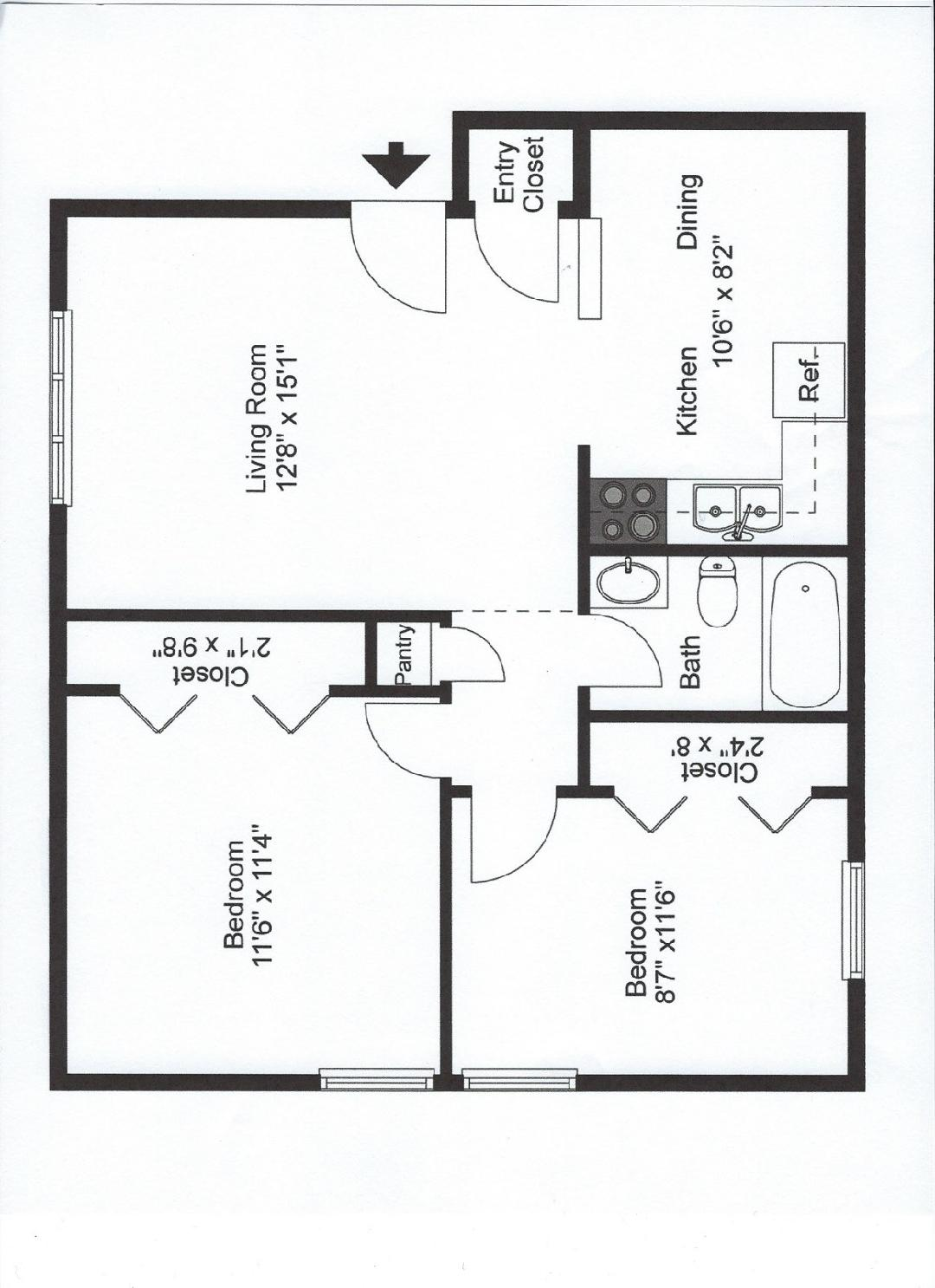 Forestview 2 Bedroom floor plan